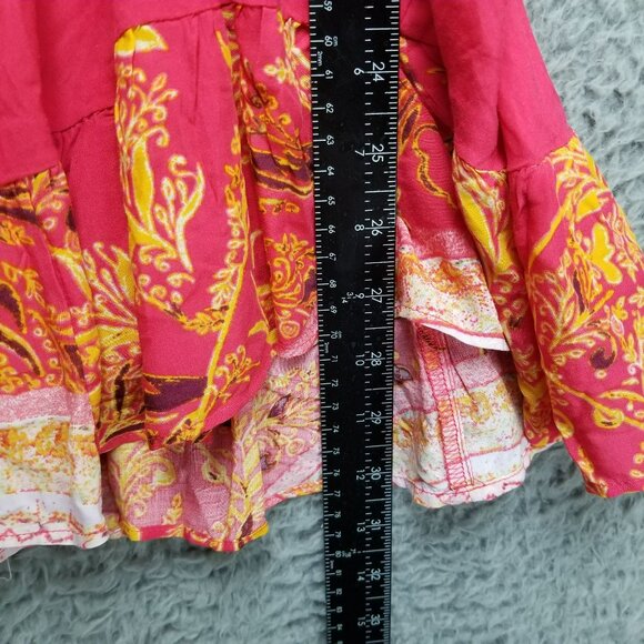 Free People Shirt Womens Small Sunset Dreams Red Bell Sleeve Blouse *NWT-Read* - Picture 9 of 14